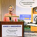 Verkehrsexpertentag 2025 Iris Wiesner am Rednerpult des Verkehrsexpertentags.