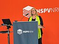 Personalmanagement in neuen Zeiten Maresa Feldmann am Rednerpult während der Veranstaltung.